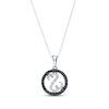 Thumbnail Image 1 of Previously Owned Black & White Diamond Circle Necklace 1/6 ct tw Round-cut Sterling Silver 18"
