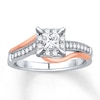 Thumbnail Image 1 of Previously Owned Diamond Engagement Ring 5/8 ct tw Princess & Round-Cut 14K Two-Tone Gold
