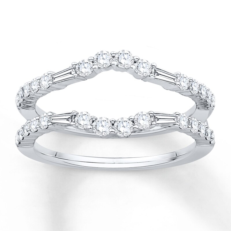 Main Image 1 of Previously Owned Diamond Enhancer Ring 3/4 ct tw Round & Baguette 14K White Gold