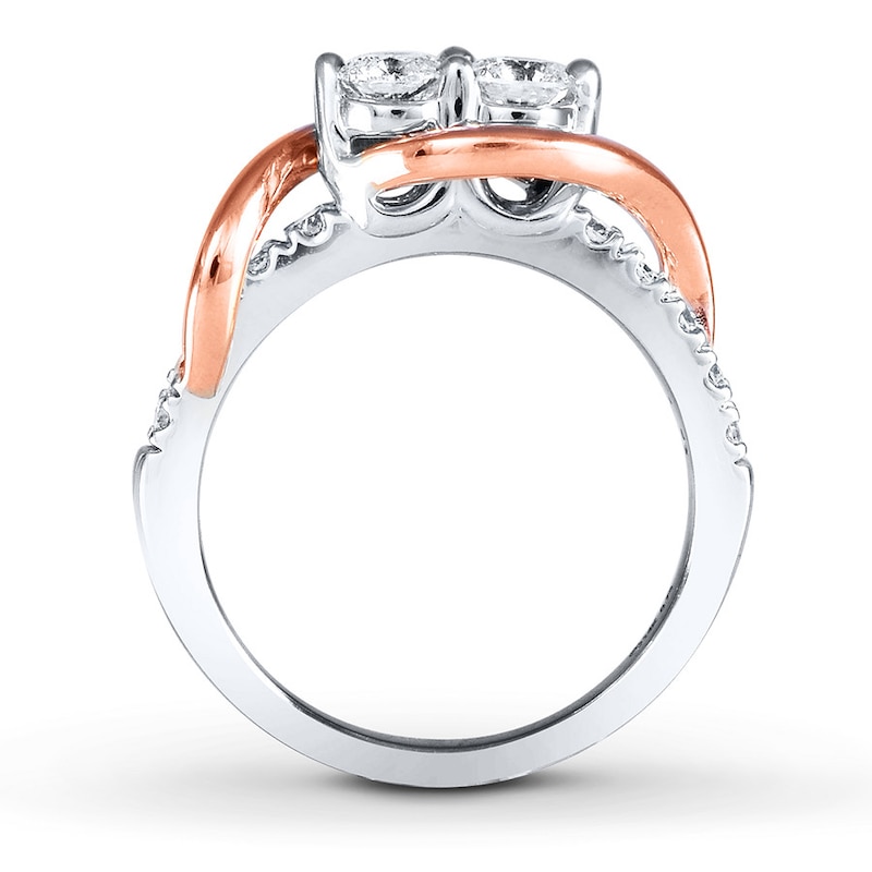 Main Image 2 of Previously Owned Ever Us Two-Stone Anniversary Ring 3/4 ct tw Round-cut Diamonds 14K Two-Tone Gold