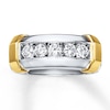 Previously Owned Men's Diamond Wedding Band 1 ct tw Round-cut 14K Two-Tone Gold