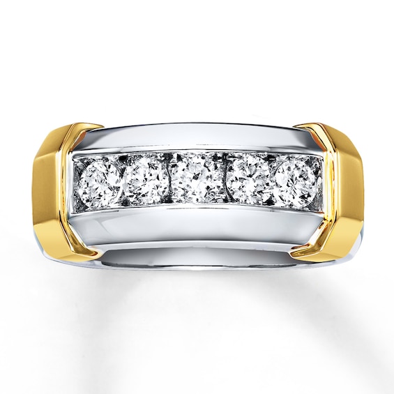 Previously Owned Men's Diamond Wedding Band 1 ct tw Round-cut 14K Two-Tone Gold