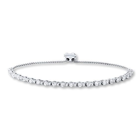 Previously Owned Diamond Bolo Bracelet 3 ct tw Round-cut 14K White Gold 9.5"