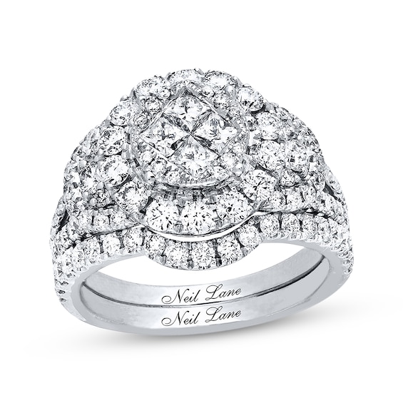 Previously Owned Neil Lane Bridal Set 2 ct tw Princess & Round-cut 14K White Gold