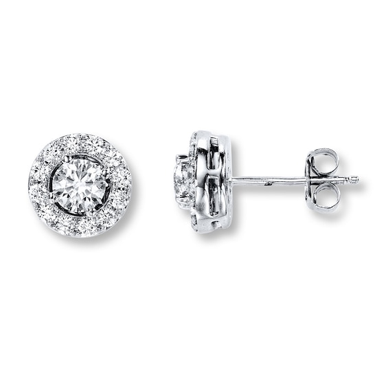 Previously Owned Diamond Earrings 1-1/3 ct tw Round-cut 18K White Gold