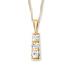 Thumbnail Image 1 of Previously Owned 3-Stone Necklace 1/2 ct tw Diamonds 18K Yellow Gold