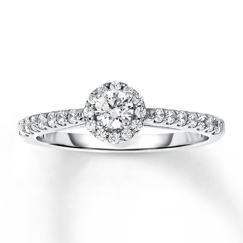Main Image 1 of Previously Owned Diamond Engagement Ring 1/2 ct tw Round-cut 14K White Gold