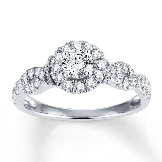 Previously Owned Diamond Engagement Ring 3/4 ct tw Round-cut 14K White Gold