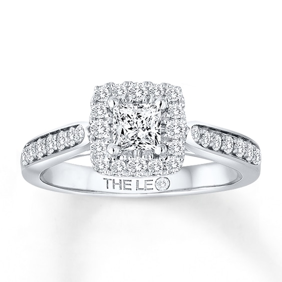 Previously Owned THE LEO Diamond Ring 3/4 ct tw Princess & Round-cut 14K White Gold