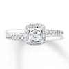 Thumbnail Image 0 of Previously Owned Engagement Ring 1 ct tw Princess & Round-cut Diamonds 14K White Gold