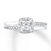 Thumbnail Image 1 of Previously Owned Engagement Ring 1 ct tw Princess & Round-cut Diamonds 14K White Gold