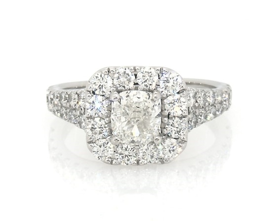 Previously Owned Neil Lane Diamond Engagement Ring 2-1/6 ct tw Cushion-cut 14K White Gold Size 5.5