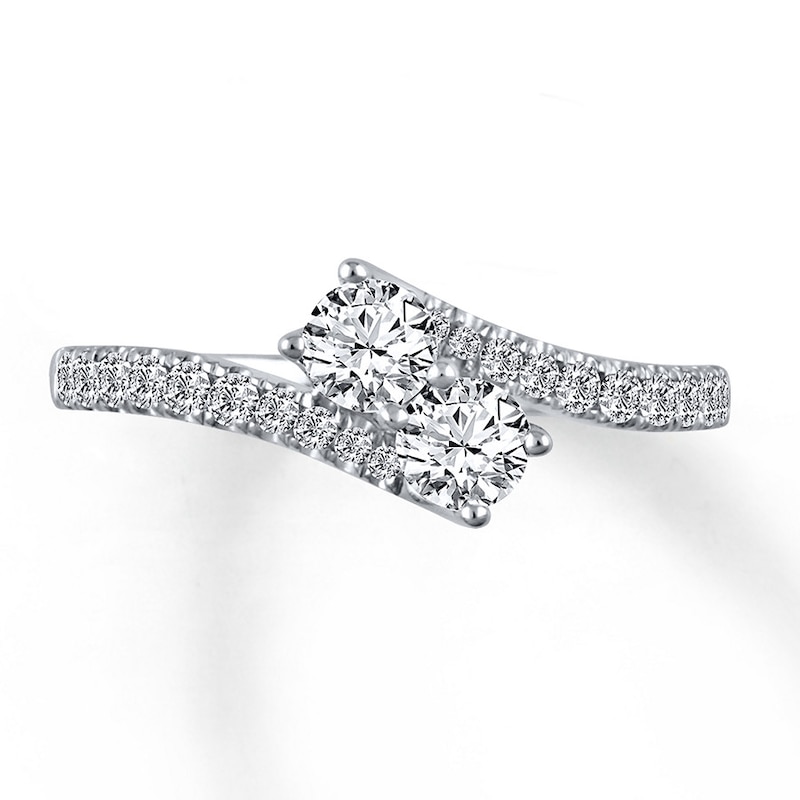 Main Image 1 of Previously Owned Ever Us Two-Stone Ring 3/4 ct tw Round-cut Diamonds 14K White Gold - Size 8.75