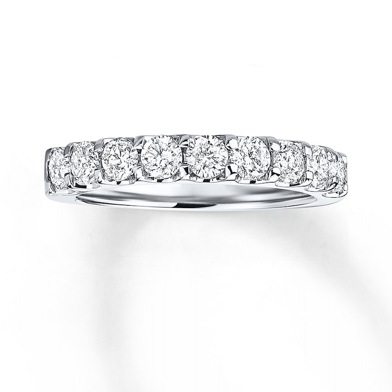 Main Image 1 of Previously Owned Diamond Band 1 ct tw Round-cut 14K White Gold - Size 9.75