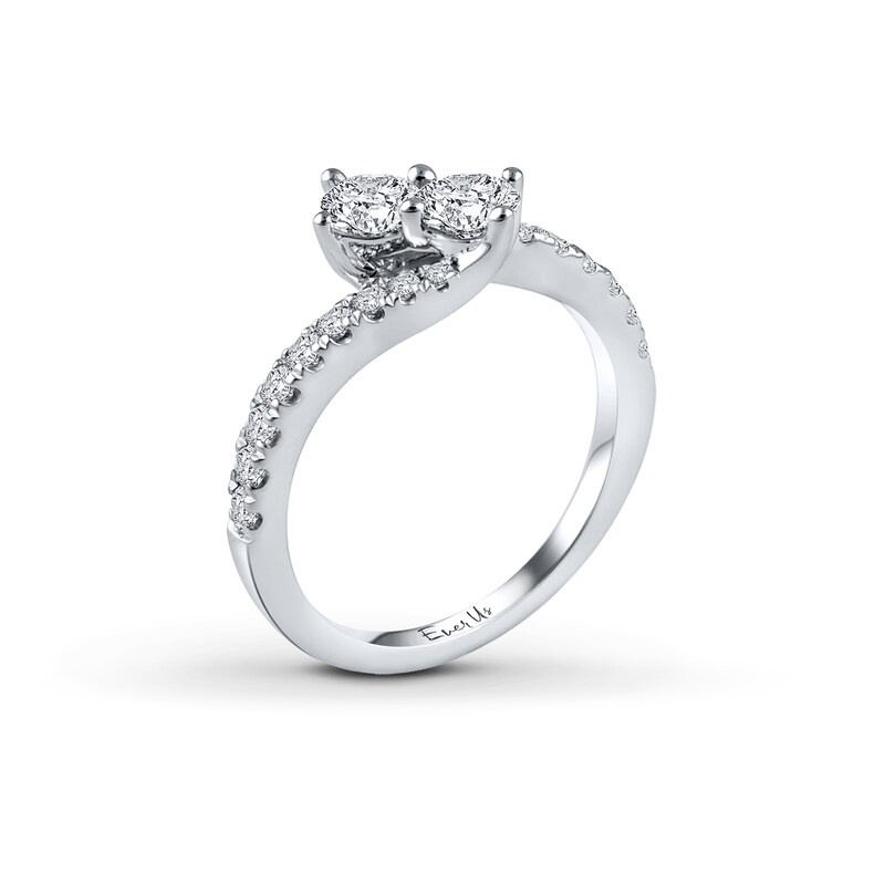 Main Image 2 of Previously Owned Ever Us Two-Stone Ring 1 ct tw Round-cut Diamonds 14K White Gold - Size 9.5