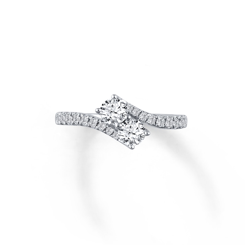 Main Image 1 of Previously Owned Ever Us Two-Stone Ring 1 ct tw Round-cut Diamonds 14K White Gold - Size 10.5