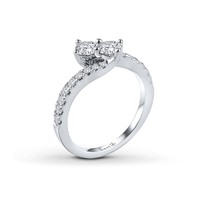 Main Image 2 of Previously Owned Ever Us Two-Stone Ring 1 ct tw Round-cut Diamonds 14K White Gold - Size 10.5