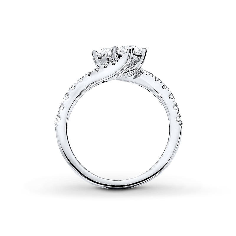 Main Image 4 of Previously Owned Ever Us Two-Stone Ring 1 ct tw Round-cut Diamonds 14K White Gold - Size 10.5