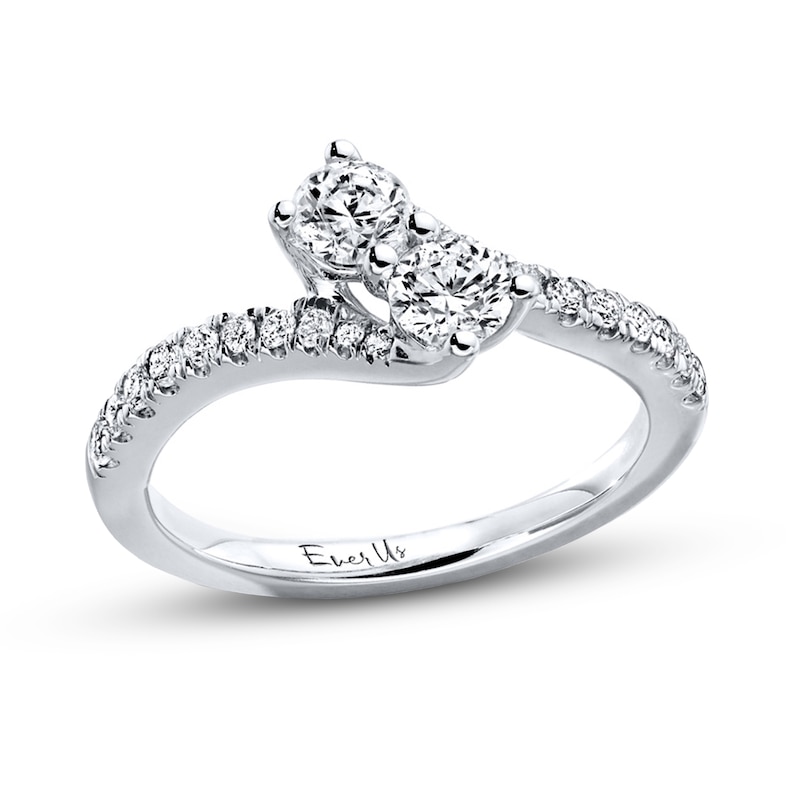 Main Image 3 of Previously Owned Ever Us Two-Stone Ring 3/4 ct tw Round-cut Diamonds 14K White Gold - Size 9.5