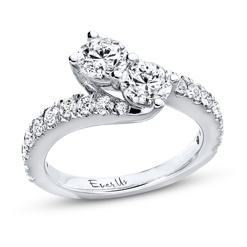 Main Image 1 of Previously Owned Ever Us Two-Stone Anniversary Ring 2 ct tw Round-cut Diamonds 14K White Gold - Size 8.5