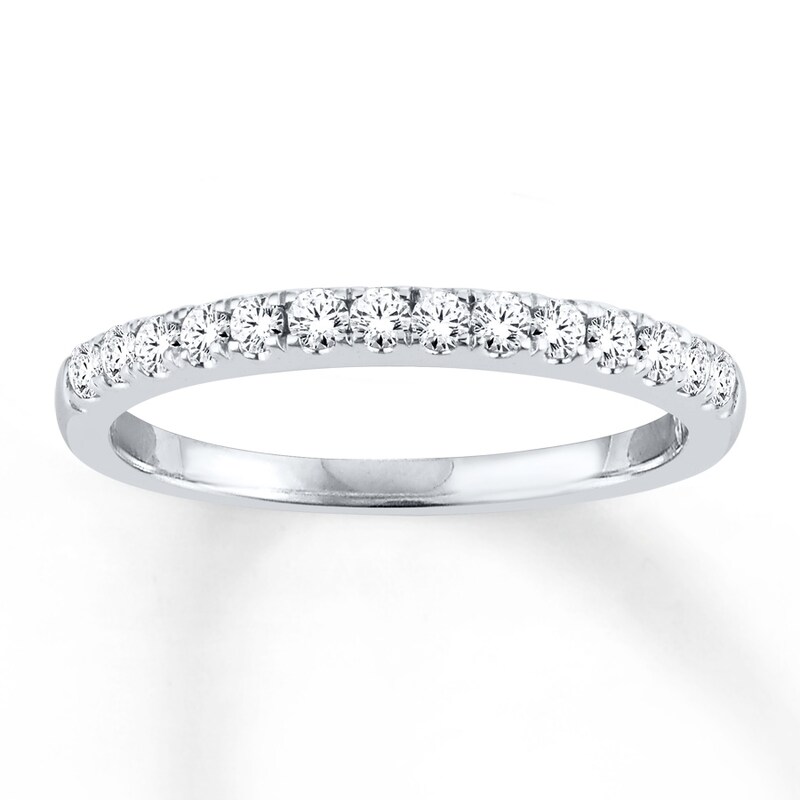 Main Image 1 of Previously Owned Diamond Anniversary Band 1/3 ct tw Round-cut 10K White Gold - Size 3.5