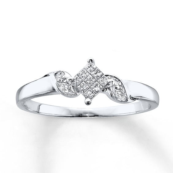 Previously Owned Diamond Promise Ring 1/6 ct tw Princess-cut 14K White Gold Size