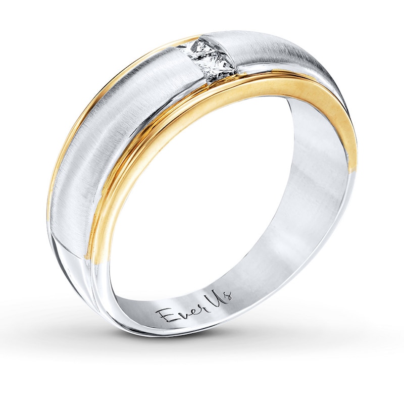 Main Image 2 of Previously Owned Ever Us Men's Wedding Ring 1/5 ct tw Square-cut Diamonds 14K Two-Tone Gold - Size 13.25