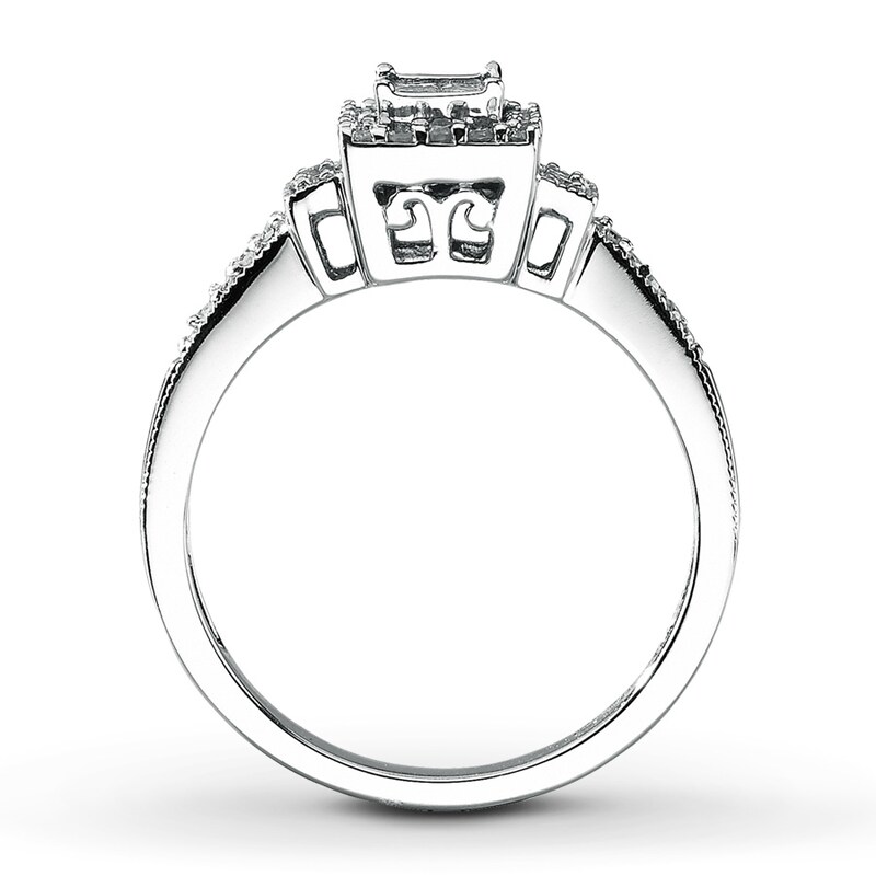 Main Image 2 of Previously Owned Diamond Ring 3/8 ct tw Princess & Round-cut 10K White Gold - Size 5