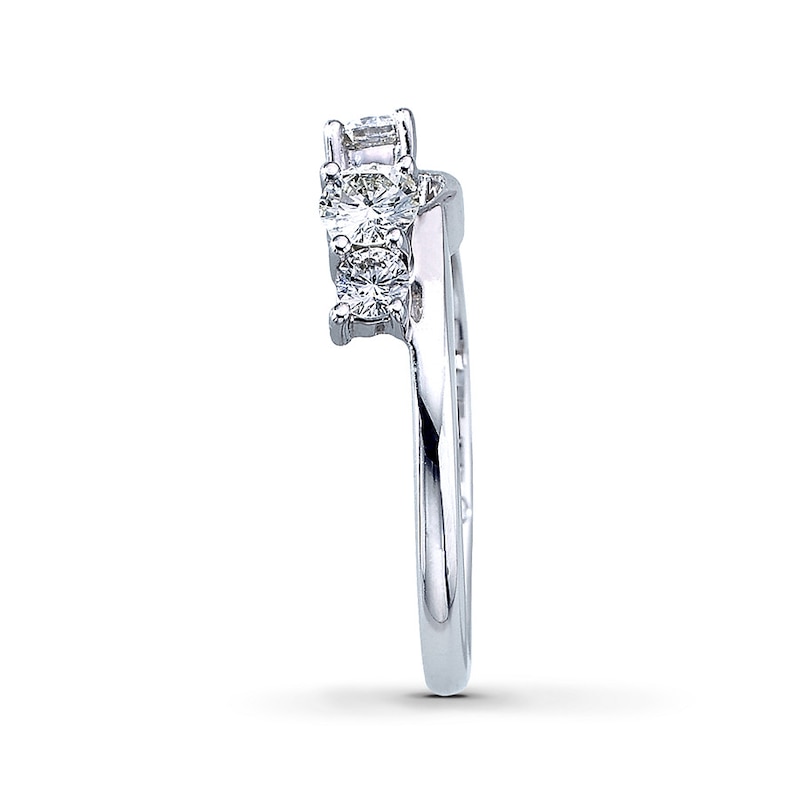 Main Image 3 of Previously Owned Leo Diamond Enhancer Ring 3/4 ct tw Round-cut 14K White Gold - Size 4.25