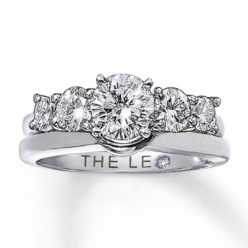 Main Image 4 of Previously Owned Leo Diamond Enhancer Ring 3/4 ct tw Round-cut 14K White Gold - Size 4.25