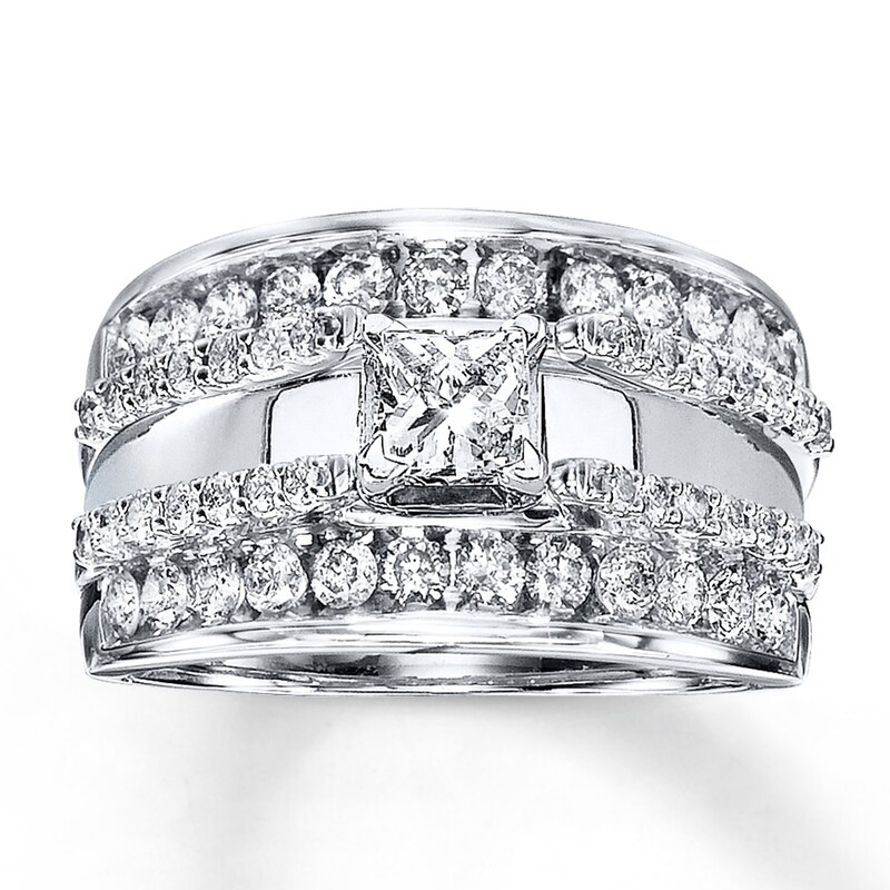 Main Image 2 of Previously Owned Diamond Enhancer Ring 1 ct tw Round-cut 14K White Gold - Size 10