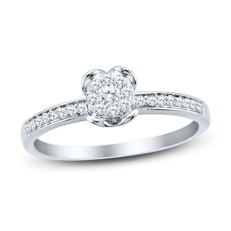Main Image 1 of Previously Owned Previously Owned Promise Ring 1/5 ct tw Round-cut 10K White Gold Size 4.25