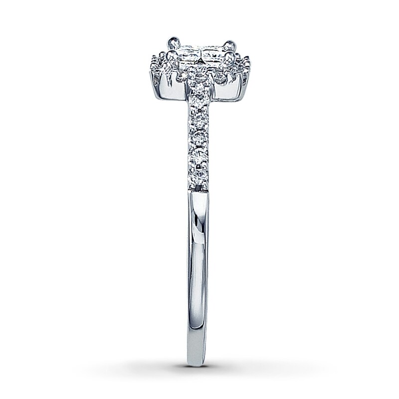 Main Image 3 of Previously Owned Diamond Engagement Ring 1/2 ct tw Princess & Round-Cut 14K White Gold - Size 4.25