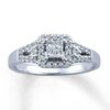 Thumbnail Image 1 of Previously Owned Diamond Engagement Ring 1/3 ct tw Princess & Round-cut  10K White Gold - Size 4.25