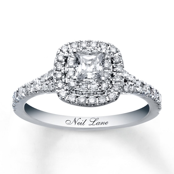 Previously Owned Neil Lane Diamond Engagement Ring 1 ct tw Princess & Round-cut 14K White Gold Size 5.25
