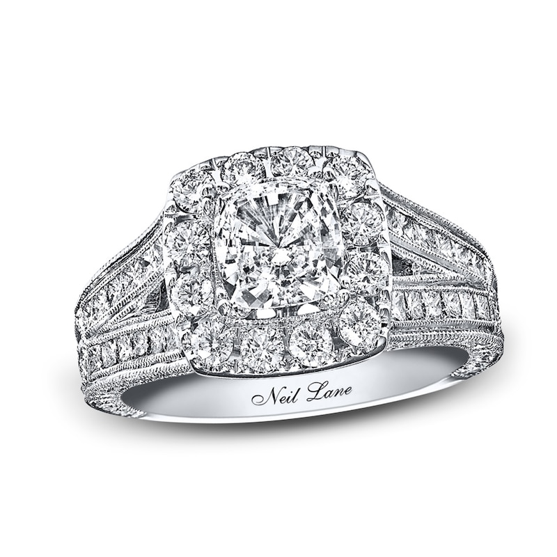 Main Image 1 of Previously Owned Previously Owned Neil Lane Ring 2 ct tw Cushion, Princess & Round-cut Diamonds 14K White Gold - Size 4.5