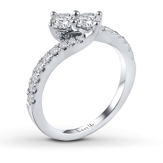 Thumbnail Image 2 of Previously Owned Ever Us Two-Stone Anniversary Ring 1 ct tw Round-cut Diamonds 14K White Gold Size 9