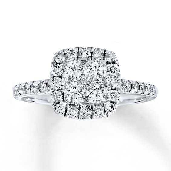 Previously Owned Diamond Engagement Ring 1 ct tw Princess & Round-cut 14K White Gold Size