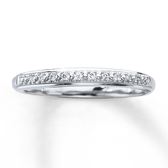 Previously Owned Diamond Wedding Band 1/20 ct tw Round-cut 10K White Gold Size
