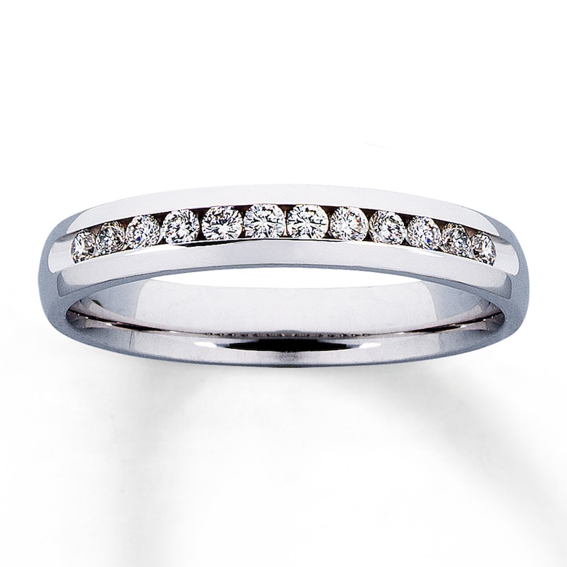 Main Image 1 of Previously Owned Diamond Anniversary Band 1/4 ct tw Round-cut 14K White Gold - Size 4