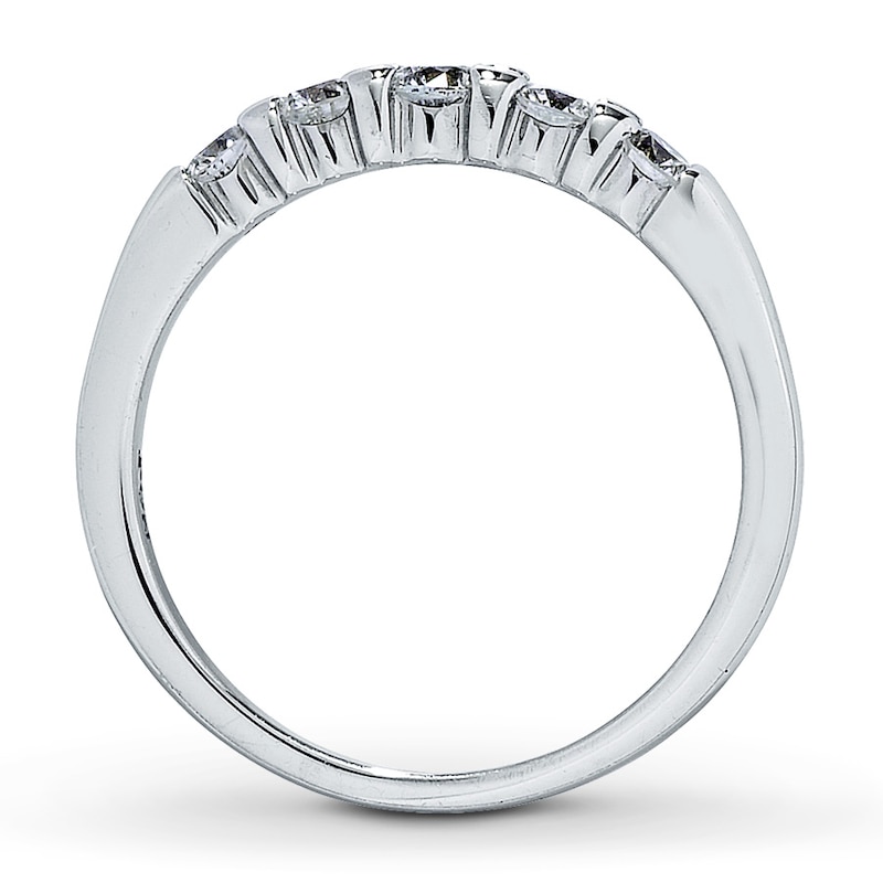 Main Image 2 of Previously Owned Diamond Anniversary Band 1/2 ct tw Round-cut 14K White Gold - Size 4.5