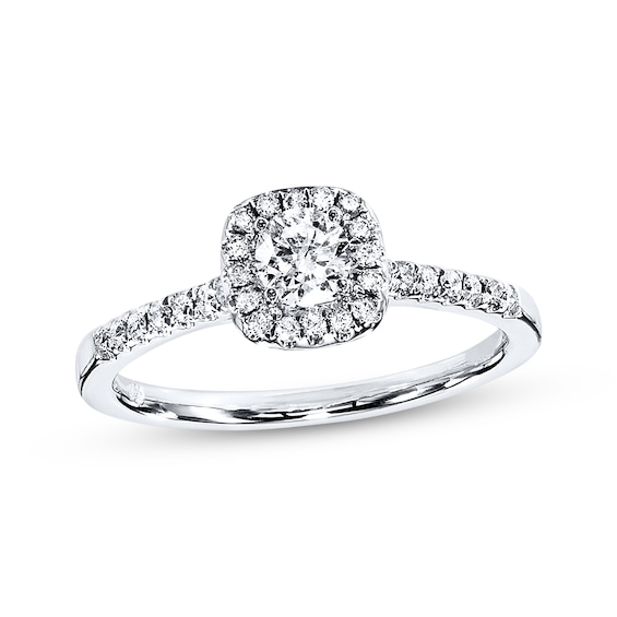 Previously Owned Diamond Engagement Ring 3/8 ct tw Round-cut 10K White Gold Size 4.5