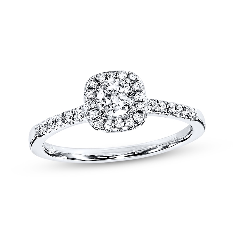 Main Image 1 of Previously Owned Diamond Engagement Ring 3/8 ct tw Round-cut 10K White Gold Size 4.5