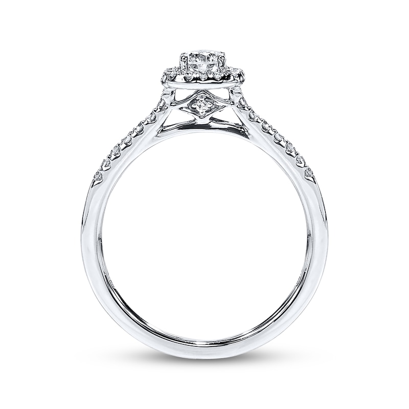 Main Image 3 of Previously Owned Diamond Engagement Ring 3/8 ct tw Round-cut 10K White Gold Size 4.5