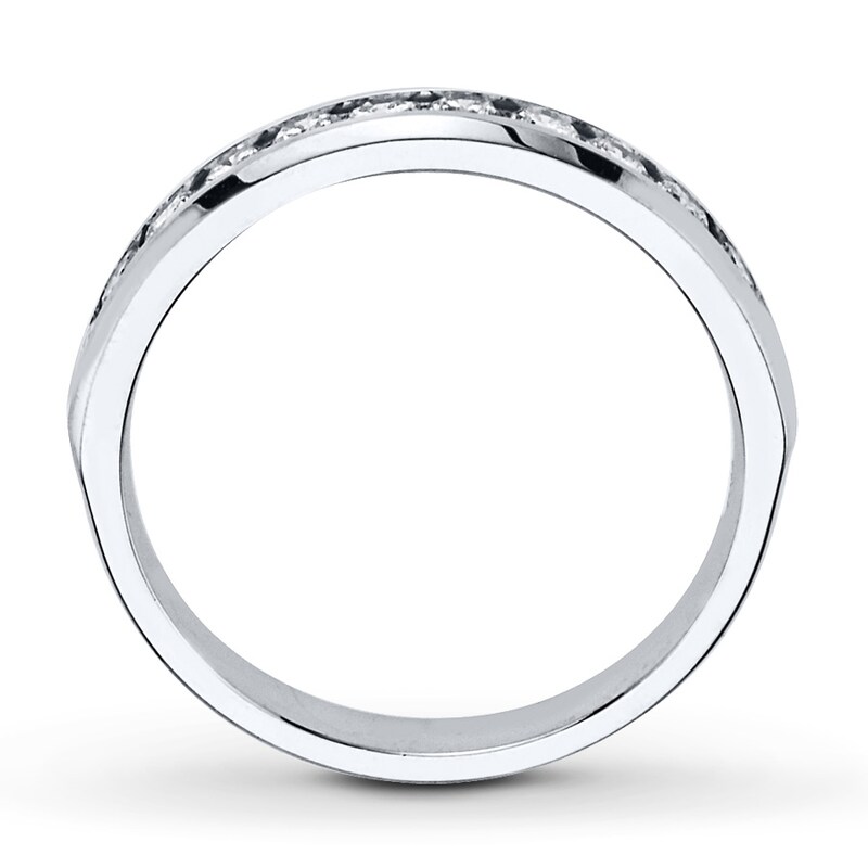 Main Image 2 of Previously Owned Diamond Anniversary Band 1/2 ct tw Round-cut 10K White Gold - Size 3.25