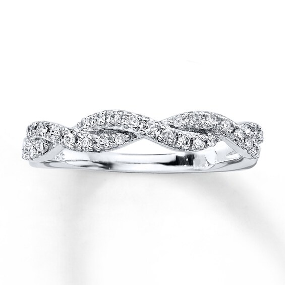 Previously Owned Diamond Anniversary Ring 1/6 ct tw Round-cut 10K White Gold Size 5.25