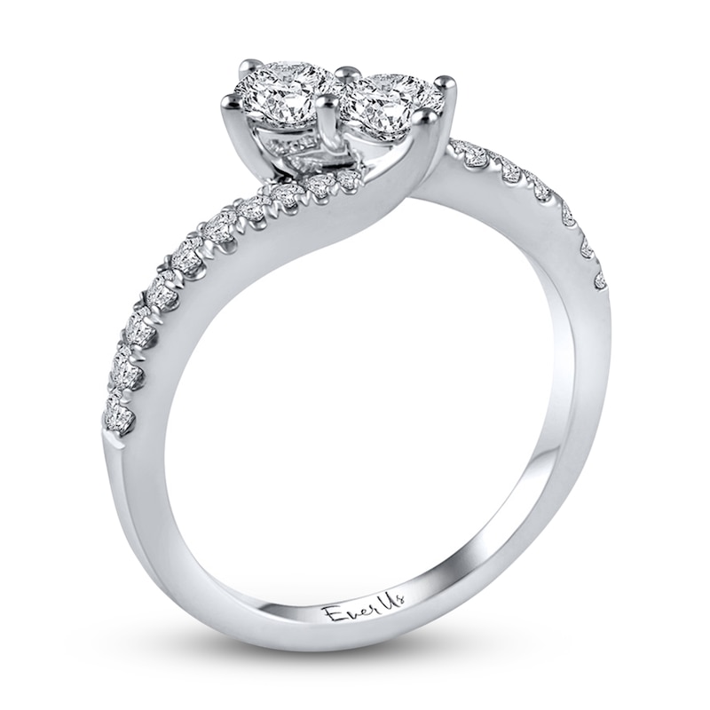 Main Image 2 of Previously Owned Ever Us Two-Stone Anniversary Ring 3/4 ct tw Round-cut Diamonds 14K White Gold - Size 9.5