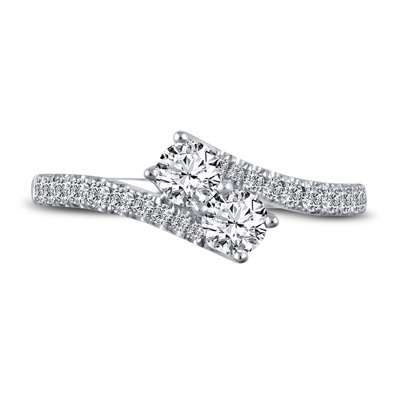 Main Image 3 of Previously Owned Ever Us Two-Stone Anniversary Ring 3/4 ct tw Round-cut Diamonds 14K White Gold - Size 9.5