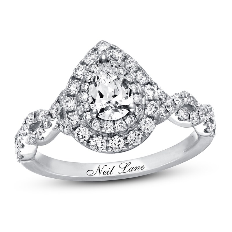 Main Image 1 of Previously Owned Neil Lane Engagement Ring 1-1/8 ct tw Pear & Round-cut Diamonds 14K White Gold - Size 4.5
