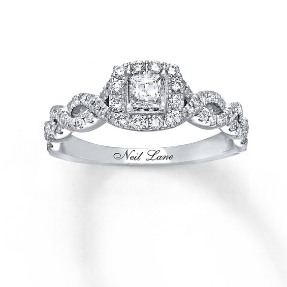 Previously Owned Neil Lane Diamond Ring 5/8 ct tw Princess & Round-cut 14K White Gold Size 5